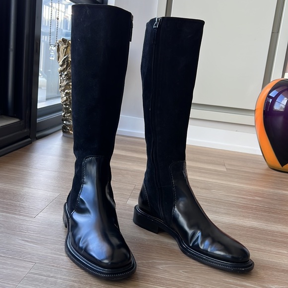 Jill Sander made in Italy leather & suede trim 8M(38) black riding boots - Picture 11 of 16